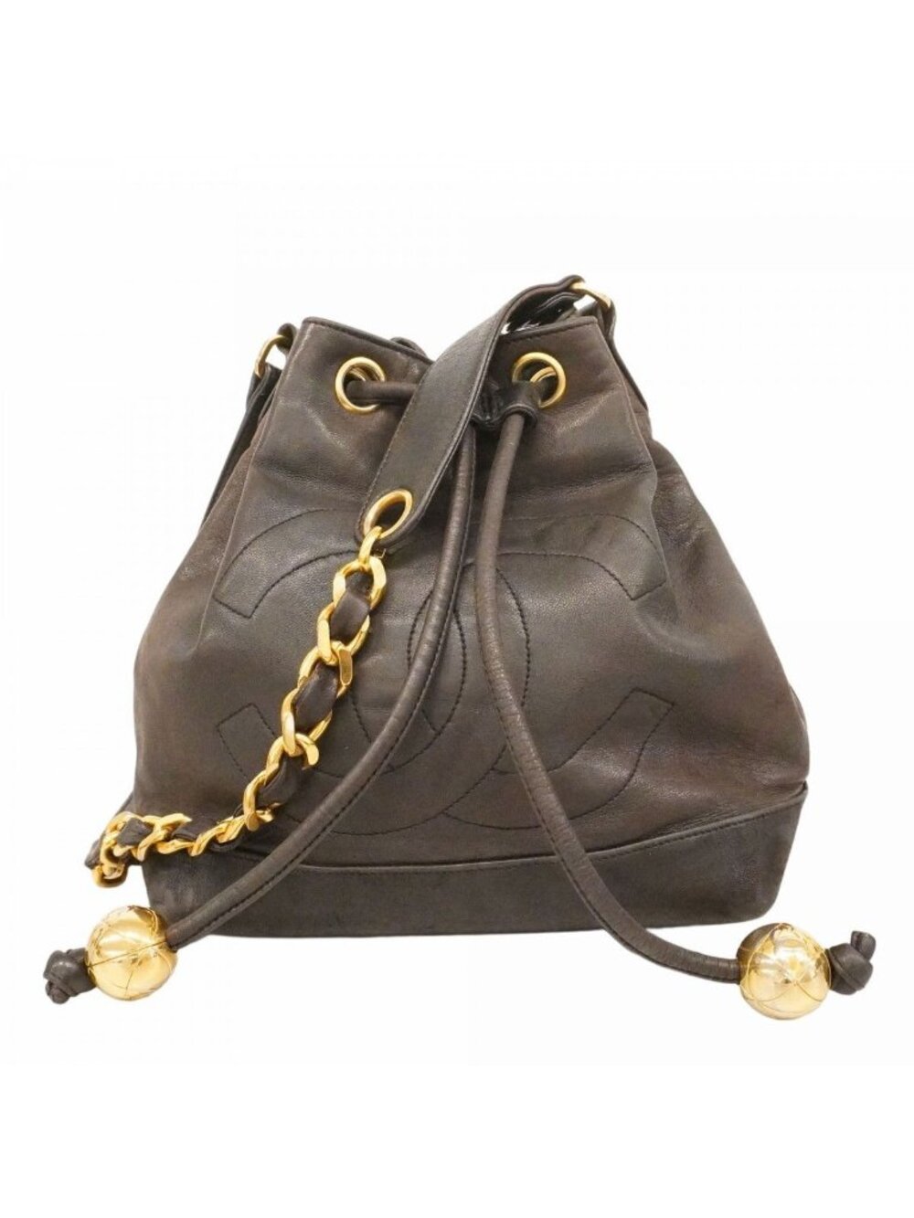 Chanel Shoulder Bag Lambskin Black Gold